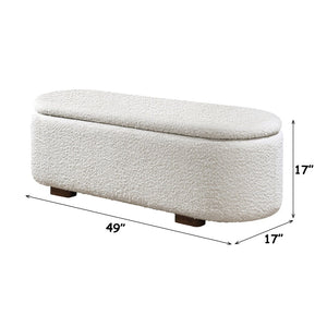 English Elm Sandro Bouclé Upholstered Storage Bench with Walnut Legs for Bedroom or Entryway B2756P507065