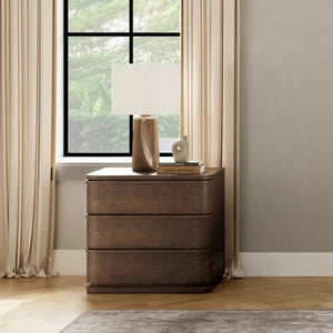 English Elm Zoey Oak Veneer Nightstand with Smooth Drawer for Contemporary Bedroom Decor B2756P573778