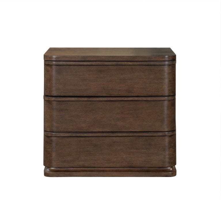 English Elm Zoey Oak Veneer Nightstand with Smooth Drawer for Contemporary Bedroom Decor B2756P573778