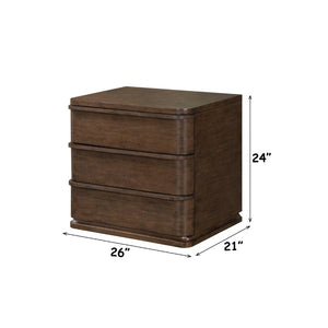 English Elm Zoey Oak Veneer Nightstand with Smooth Drawer for Contemporary Bedroom Decor B2756P573778