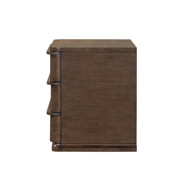 English Elm Zoey Oak Veneer Nightstand with Smooth Drawer for Contemporary Bedroom Decor B2756P573778