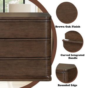 English Elm Zoey Oak Veneer Nightstand with Smooth Drawer for Contemporary Bedroom Decor B2756P573778