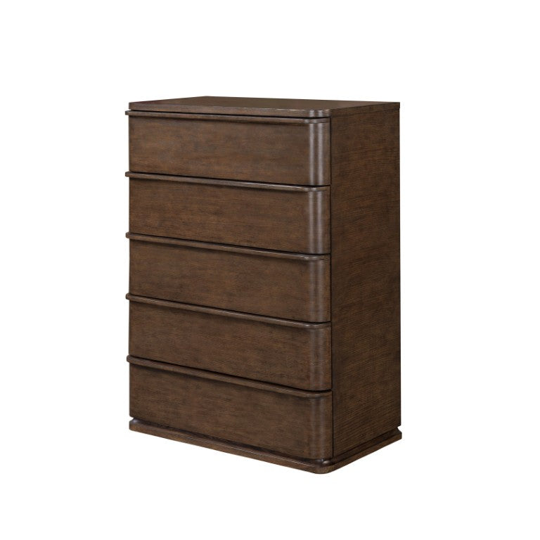 English Elm Zoey Contemporary Brown Oak Tall Chest with Smooth Glides for Bedroom Storage Brown Oak MDF,Metal 21 L x 36 W x 50 H B2756P573779