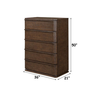 English Elm Zoey Contemporary Brown Oak Tall Chest with Smooth Glides for Bedroom Storage Brown Oak MDF,Metal 21 L x 36 W x 50 H B2756P573779
