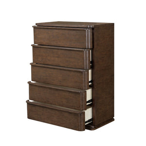 English Elm Zoey Contemporary Brown Oak Tall Chest with Smooth Glides for Bedroom Storage Brown Oak MDF,Metal 21 L x 36 W x 50 H B2756P573779