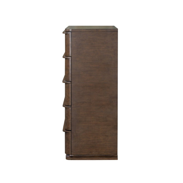 English Elm Zoey Contemporary Brown Oak Tall Chest with Smooth Glides for Bedroom Storage Brown Oak MDF,Metal 21 L x 36 W x 50 H B2756P573779