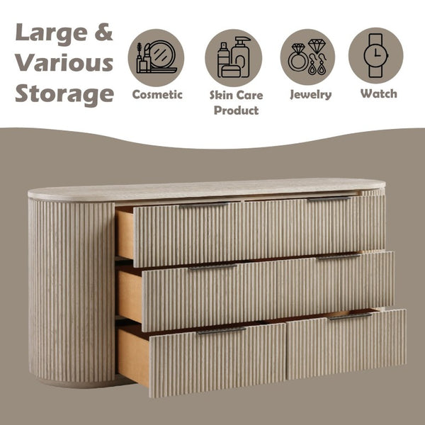 English Elm Zoey Contemporary Brown Oak Tall Chest with Smooth Glides for Bedroom Storage Light Oak Engineered Wood,Metal,Solid Wood 20 L x 72 W x 33 H B2756P573787