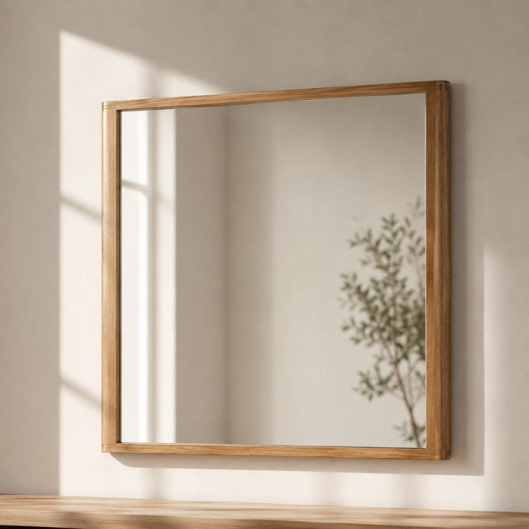 English Elm Zoey Natural Oak Wood Framed Rectangular Wall Mirror for Modern and Transitional Rooms B2756P574461