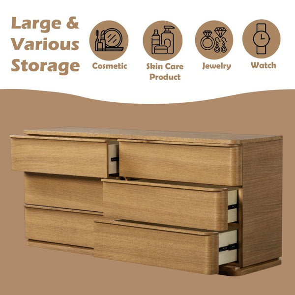 English Elm Zoey Wire-Brushed White Oak Six Drawer Dresser for a Modern Primary Bedroom B2756P574462