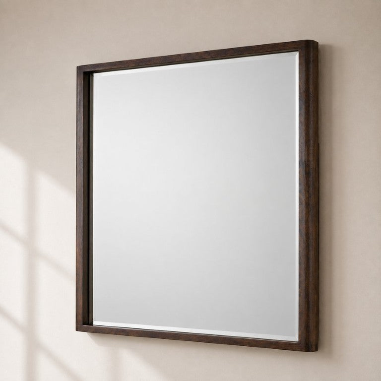 English Elm Zoey Warm Oak Rectangular Wall Mirror with Natural Wood Grain Frame for Bedroom B2756P574463