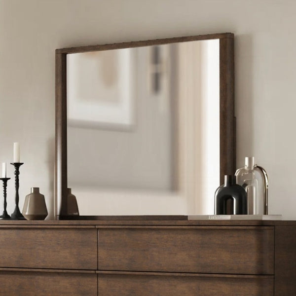 English Elm Zoey Warm Oak Rectangular Wall Mirror with Natural Wood Grain Frame for Bedroom B2756P574463