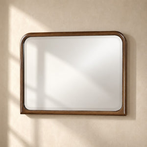 English Elm Leanna Oak Veneer Beveled Wall Mirror Large Statement Piece for Entryway or Living Room B2756P614532