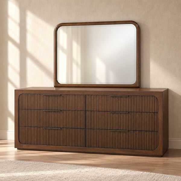 English Elm Leanna Oak Veneer Beveled Wall Mirror Large Statement Piece for Entryway or Living Room B2756P614532