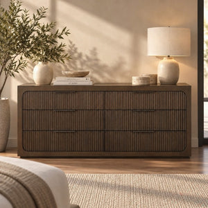 English Elm Leanna Seven Drawer Wide Dresser Solid Oak Top Soft Close Glides Bedroom Storage B2756P614533