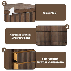 English Elm Leanna Seven Drawer Wide Dresser Solid Oak Top Soft Close Glides Bedroom Storage B2756P614533