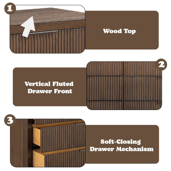 English Elm Leanna Seven Drawer Wide Dresser Solid Oak Top Soft Close Glides Bedroom Storage B2756P614533