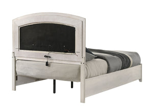 English Elm Ramondi Eastern King Storage Bed with Led Headboard Mirror Panel Antique White B2756S00041