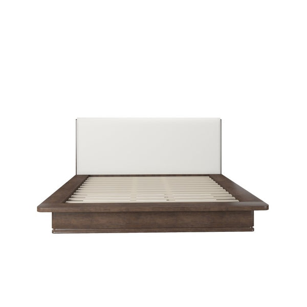 English Elm Zoey Wingback Eastern King Bed Linen Headboard Oak Base Contemporary Frame B2756S00048