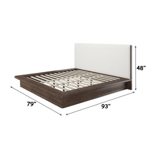 English Elm Zoey Queen Platform Bed with Linen Headboard and Oak Veneer Frame for Modern Bedrooms B2756S00049