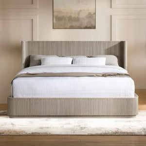 English Elm Leanna Eastern King Platform Bed in Light Oak with Low Profile Contemporary Headboard EK B2756S00050