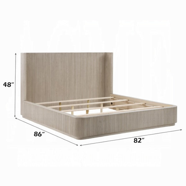 English Elm Leanna Eastern King Platform Bed in Light Oak with Low Profile Contemporary Headboard EK B2756S00050