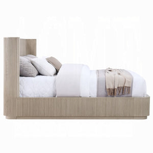 English Elm Leanna Eastern King Platform Bed in Light Oak with Low Profile Contemporary Headboard EK B2756S00050