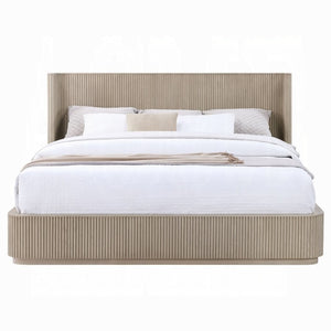 English Elm Leanna Eastern King Platform Bed in Light Oak with Low Profile Contemporary Headboard Queen B2756S00051