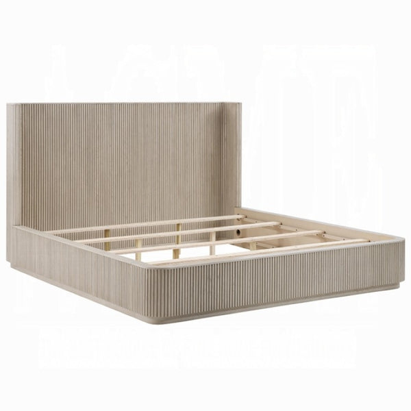 English Elm Leanna Eastern King Platform Bed in Light Oak with Low Profile Contemporary Headboard Queen B2756S00051