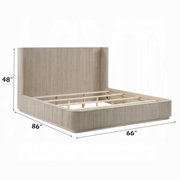 English Elm Leanna Eastern King Platform Bed in Light Oak with Low Profile Contemporary Headboard Queen B2756S00051
