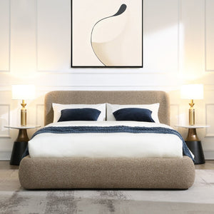 English Elm Erica Eastern King Platform Bed Tweed Upholstered Headboard Footboard No Tools Needed B2756S00054