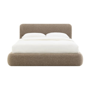 English Elm Erica Eastern King Platform Bed Tweed Upholstered Headboard Footboard No Tools Needed B2756S00054