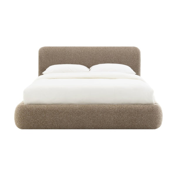 English Elm Erica Eastern King Platform Bed Tweed Upholstered Headboard Footboard No Tools Needed B2756S00054