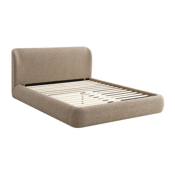 English Elm Erica Eastern King Platform Bed Tweed Upholstered Headboard Footboard No Tools Needed B2756S00054