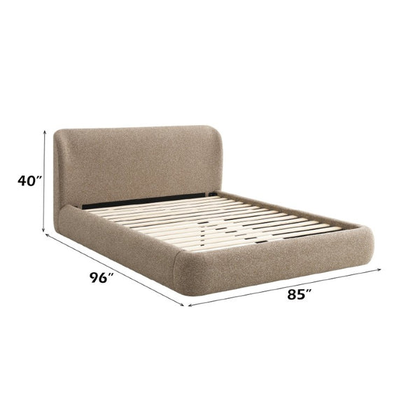 English Elm Erica Eastern King Platform Bed Tweed Upholstered Headboard Footboard No Tools Needed B2756S00054