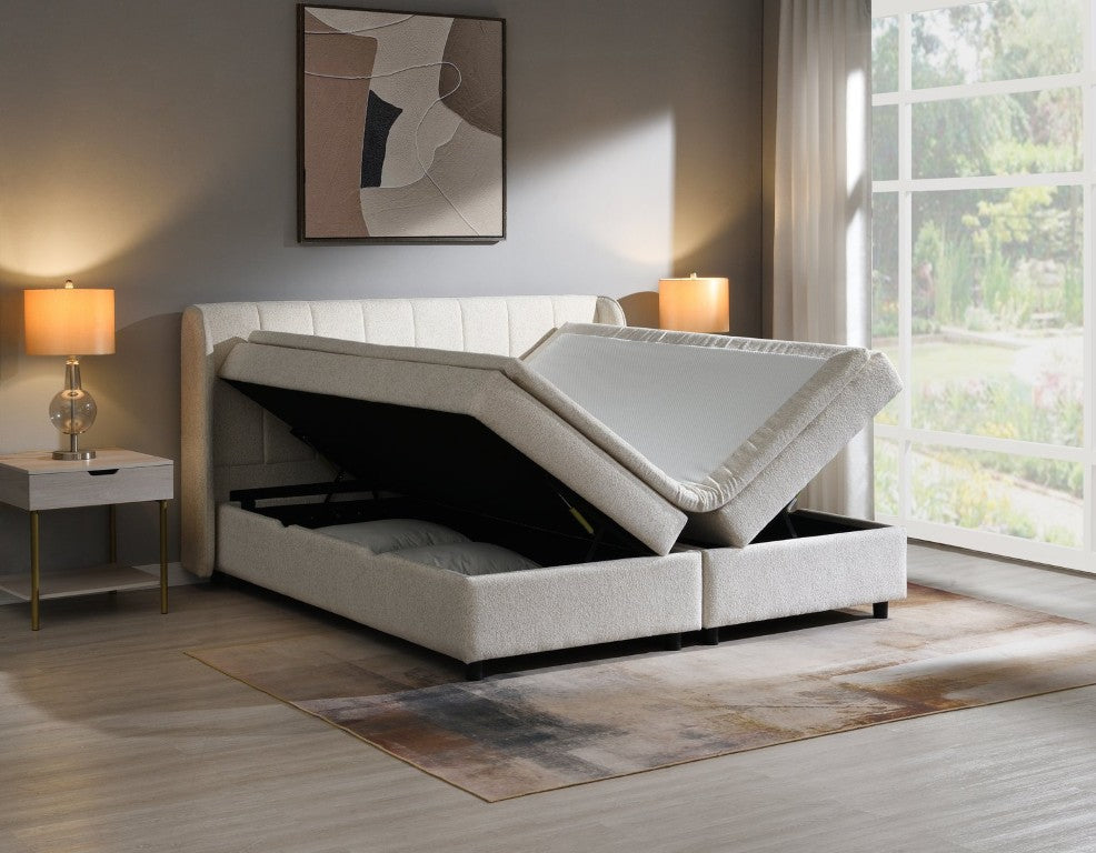 English Elm Adonia Upholstered Storage Bed with Chenille Padded Headboard and Mattress Included B2756S00057