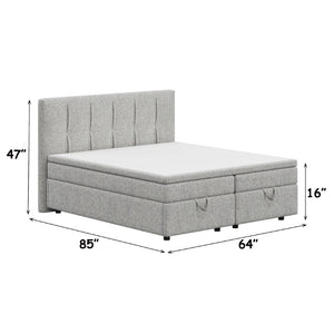 English Elm Avenia Queen Storage Bed in Gray Chenille with Hydraulic Lift Base and Padded Headboard B2756S00059