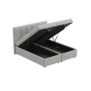 English Elm Avenia Queen Storage Bed in Gray Chenille with Hydraulic Lift Base and Padded Headboard B2756S00059