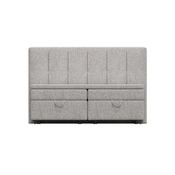 English Elm Avenia Queen Storage Bed in Gray Chenille with Hydraulic Lift Base and Padded Headboard B2756S00059