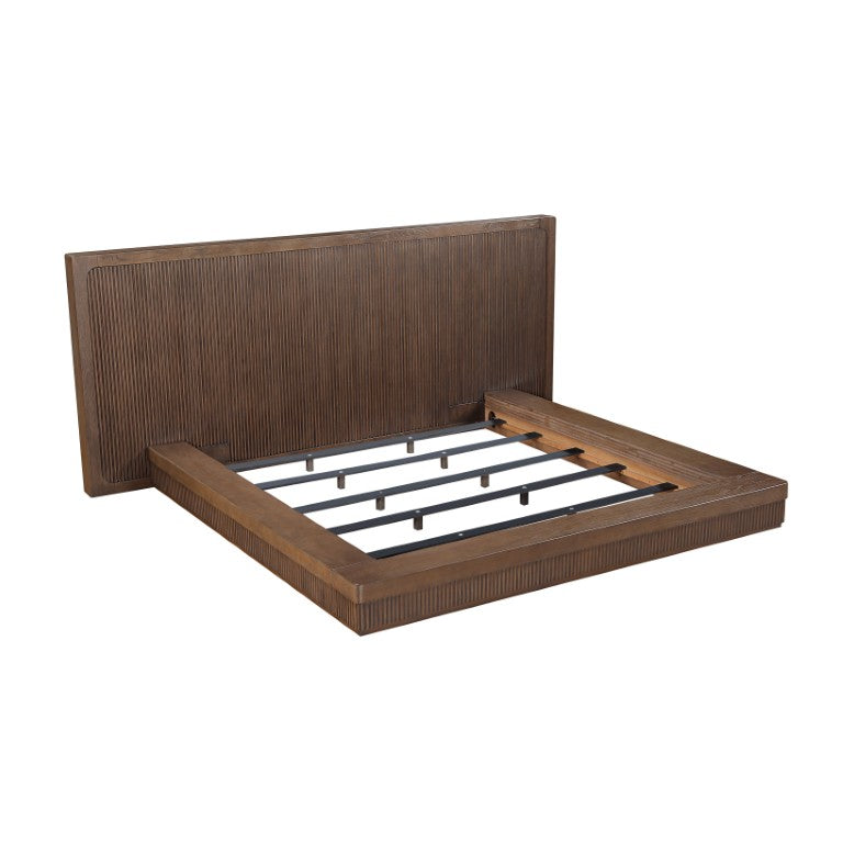 English Elm Leanna Eastern King Platform Bed with Oak Veneer Finish for Modern Bedroom Spaces B2756S00060