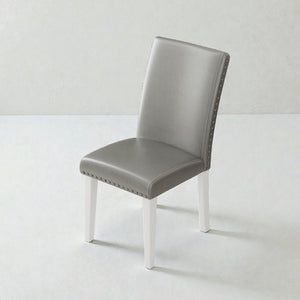 English Elm 25" High-back Upholstered Dining Chair Set of 2 with Solid Wood Legs for Formal Rooms Silver+White B2757P456191