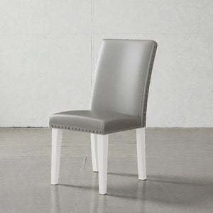English Elm 25" High-back Upholstered Dining Chair Set of 2 with Solid Wood Legs for Formal Rooms Silver+White B2757P456191