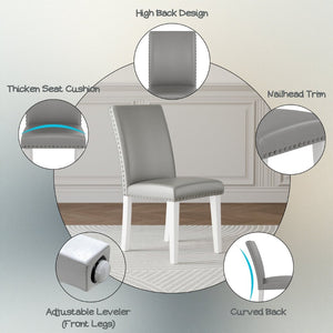 English Elm 25" High-back Upholstered Dining Chair Set of 2 with Solid Wood Legs for Formal Rooms Silver+White B2757P456191