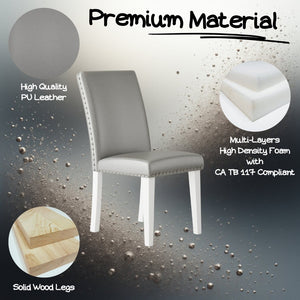 English Elm 25" High-back Upholstered Dining Chair Set of 2 with Solid Wood Legs for Formal Rooms Silver+White B2757P456191