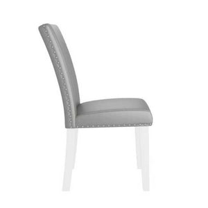 English Elm 25" High-back Upholstered Dining Chair Set of 2 with Solid Wood Legs for Formal Rooms Silver+White B2757P456191