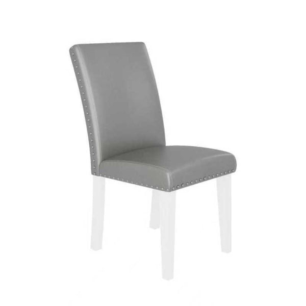 English Elm 25" High-back Upholstered Dining Chair Set of 2 with Solid Wood Legs for Formal Rooms Silver+White B2757P456191