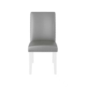 English Elm 25" High-back Upholstered Dining Chair Set of 2 with Solid Wood Legs for Formal Rooms Silver+White B2757P456191