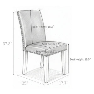 English Elm 25" High-back Upholstered Dining Chair Set of 2 with Solid Wood Legs for Formal Rooms Silver+White B2757P456191