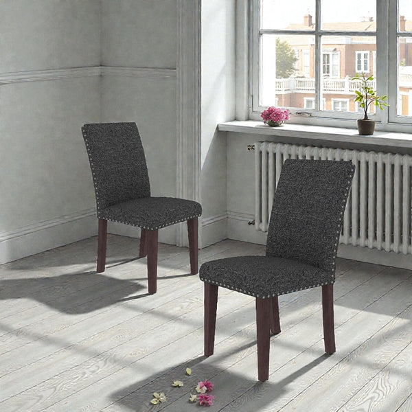 English Elm 25" High-back Upholstered Dining Chair Set of 2 with Solid Wood Legs for Formal Rooms Grey+Brown B2757P456192