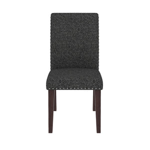 English Elm 25" High-back Upholstered Dining Chair Set of 2 with Solid Wood Legs for Formal Rooms Grey+Brown B2757P456192