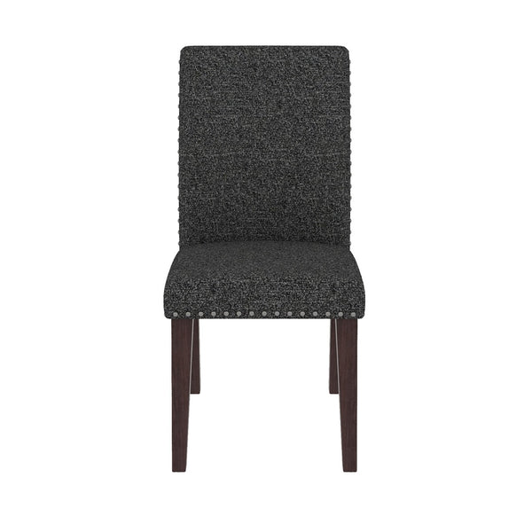 English Elm 25" High-back Upholstered Dining Chair Set of 2 with Solid Wood Legs for Formal Rooms Grey+Brown B2757P456192